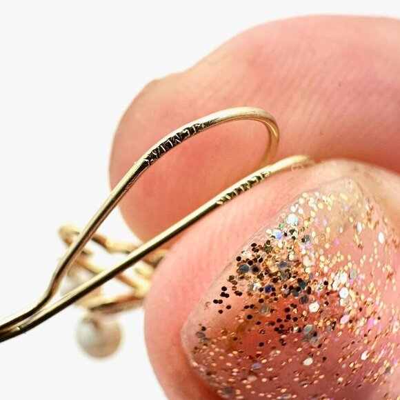 Estate 14K Yellow Gold Womens Earrings Quatrefoil Pearl Chandelier Pierced - Picture 4 of 5